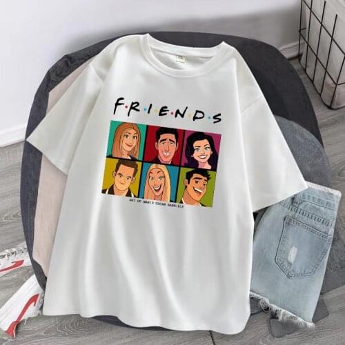 Summer Womens T Shirt Tv Friends Harajuku Cotton T Shirts Unisex Short Sleeves Oversized T-shirt Women Hip Hop Tops Female