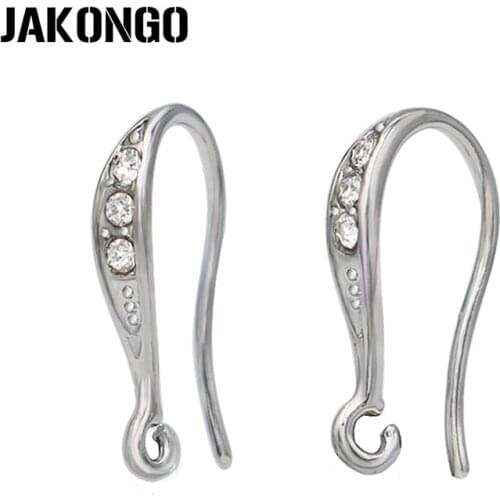 JAKONGO 4pcs/lot Fashion Copper With Crystal U Earring Hook Clasp Earring Wires for Making Earring DIY Jewelry Findings