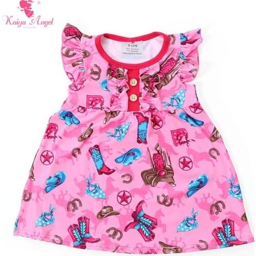Kaiya Angel Kids Clothes Summer Girl Clothing Cartoon Boots Kids Dresses For Girls Pink Baby Girl Children Dress 1-8 Years