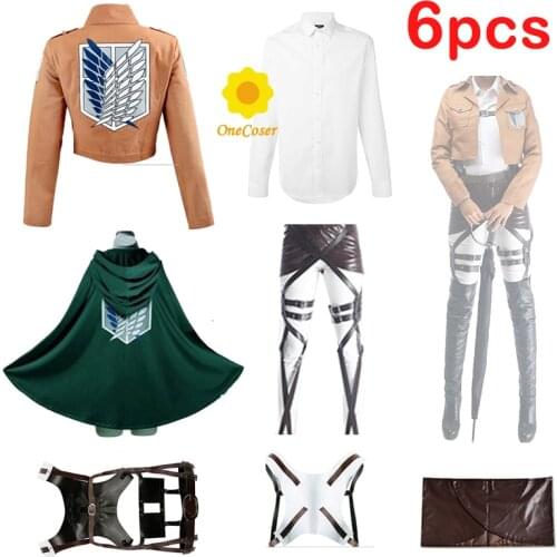 Attack on Titan Cosplay Costumes Shingeki no Kyojin Recon Corps Set Scouting Legion Leather Belt Apron Skirt Shirt Pants Cape