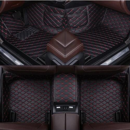 Leather Custom car floor mat for HONDA Civic Sport Touring Fit Jade Odyssey Pilot Vezel Stream CRV carpet Phone pocket