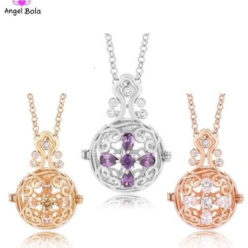 Cross Design Angel Bola New Necklaces 20.5mm Essential Oil Cage AAA CZ Zircon Engelsrufer Pendants for Women Gift NL104