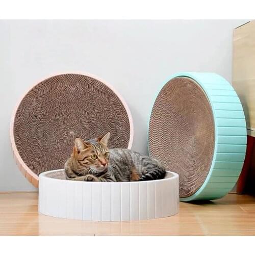 Cat Grinding Claws Cardboard Corrugated Paper Wear Resistant Scratcher Pad Round Cat Scratcher Relaxing Bed Cat Supplies