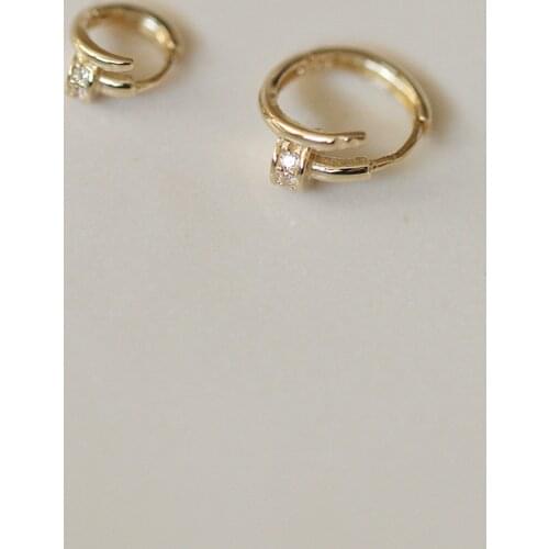 GOLDtutu 2021 New Arrival 9K Ture GOLD EARRINGS with Small Nails Earrings Korean Design Sense Earrings Fashionable Earrings