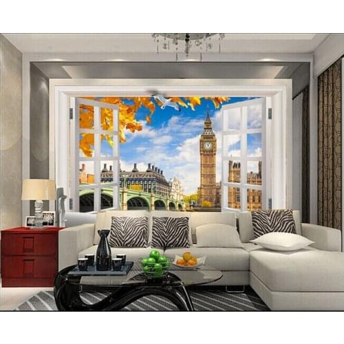 The custom 3D murals, 3D out of the window scenery Big Ben papel de parede,living room sofa TV wall bedroom wall paper