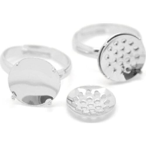 Blank Ring Settings Bases Round 4 Prong pins Filigree Bezel Cabochons Findings DIY Crafts Making Multi-color Plated