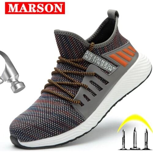 Work & Safety Boots Men Steel Toe Shoes Men Safety Shoes Puncture-Proof Work Sneakers Breathable Work Shoes Male Plus Size