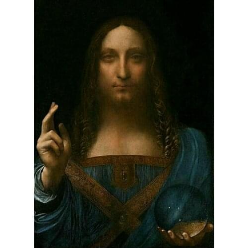 Leonardo Da Vinci Oil Painting Reproduction,Salvator Mundi by Da Vinci, Fast Free Shipping , 100% Handmade
