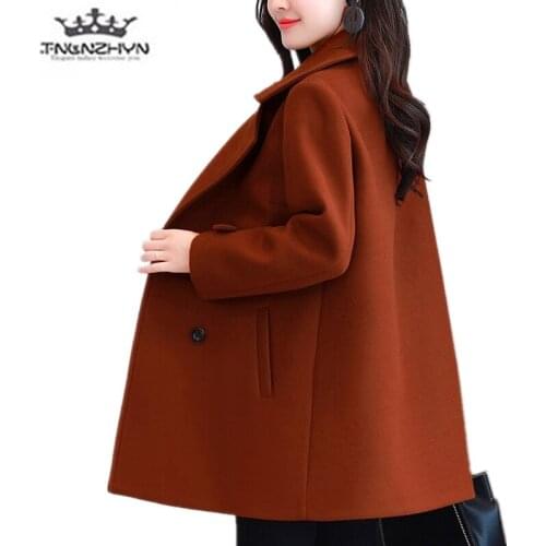 Woolen Coat Women Outerwear Autumn Winter 2019 Loose Solid color Thicken Short Woolen Jacket Plus size Female Casual Jacket Coat