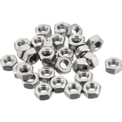 Uxcell 304 Stainless Steel Hexagon Hex Nut Silver Tone 100 pcs 1 4inch-20(30 pcs)