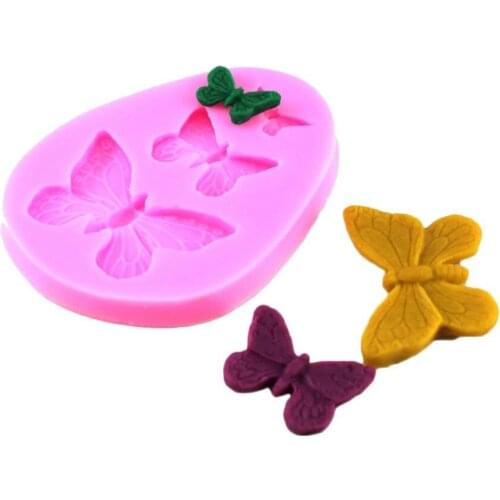 50PCS Silicone Fondant Mold 3D Butterfly Cake Mold 3 Cavities Baking Decorating Tools For Candy Chocolate
