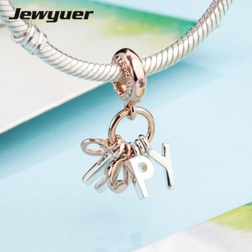 2018 Spring happy dangle heart charms 925 sterling silver jewelry love beads fit charm bracelets pendant DIY fine jewelry DA596