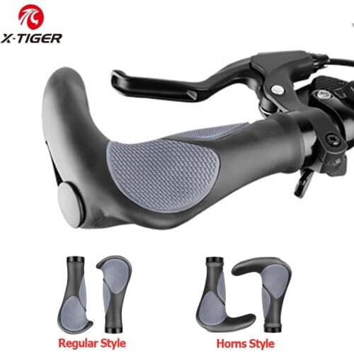 X-TIGER Bicycle Handlebar Grips Rubber Integrated MTB Bike Horns Grips Anti-Skid Shock-absorption Bike Handlebar Accessories