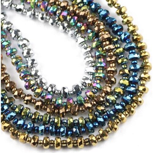 YHBZRET Wheel shape Austrian crystal beads Spacer 50pcs 4*6mm Flat round plated color Loose Bead for Jewelry making Bracelet DIY