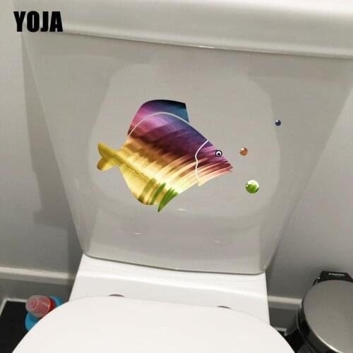 YOJA 23.1*14.4CM Funny Toilet Wall Sticker Decal Living Room Home Decor Coloured Aquatic Fish T3-0920