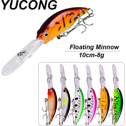 YUCONG 6Pcs/lot Topwater Wobblers Crankbaits 10cm-8g Minnow Fishing Lures Aritificial Hard Baits Floating Swimbaits Pesca Tackle