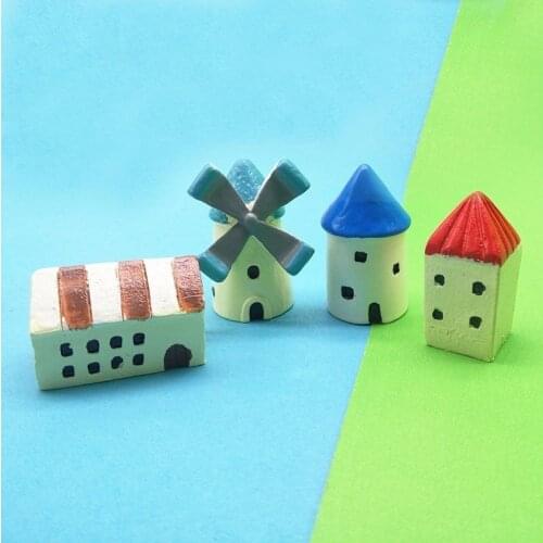 Castle Windmill Mini House Miniatura Dollhouse Garden Home Bonsai Decoration Miniature Resin Craft Ornament Micro DIY Cake Decor
