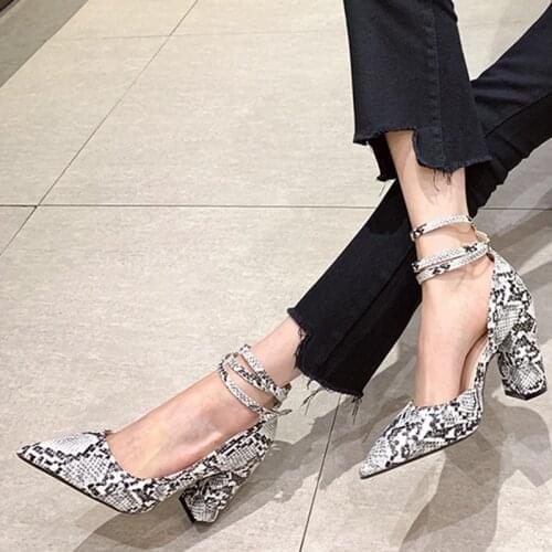Platform women shoes snake print pumps professional work shoes simple and elegant pointed high heels fashionable