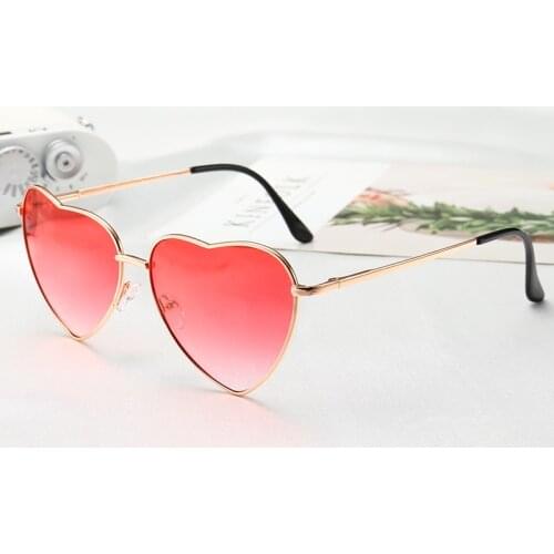Ladies Heart Shaped Sunglasses metal Women Brand Designer Fashion Rimless LOVE Clear Ocean Lenses Sun Glasses Oculos UV400