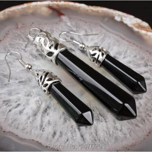 Charm Onyx Beads Hexagon Prism GEM Pendant & Earring 1 SET