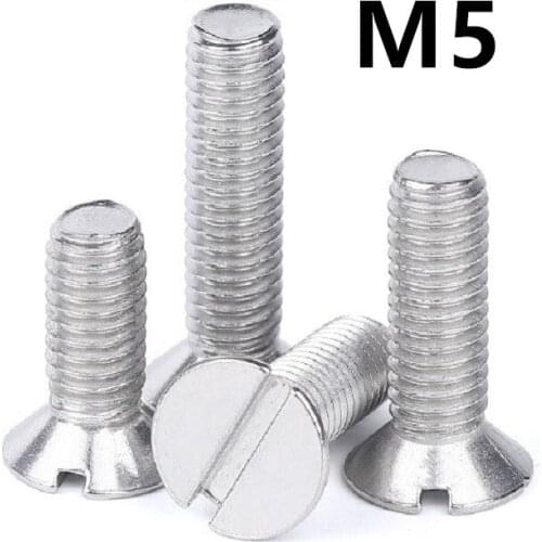100pcs/lot M5x8/10/12/16/20/25/30mm DIN963 GB68 Stainless steel countersunk head slotted screw flat groving machine screws