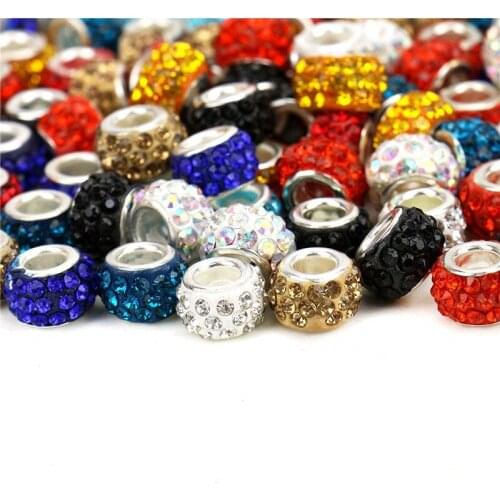 50Pcs Hot Sell Color Crystal Setting Glass Spacer Beads Charms Fit Women Girls Pandora Bracelet Earrings DIY For Jewelry Making