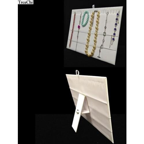 White PU 24Hooks Pendant Jewelry Display Stand Bracelet Anklet Necklace Jewelry Organizer Storage Display Easel Stand Holder