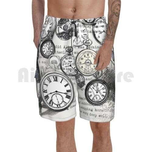 White Rabbit Alice In Watches Time Beach Shorts Men Beach Pants Swim Trunks Alice Alice In Rabbit White Rabbit Once