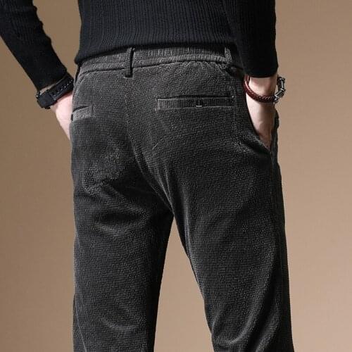 High Quality New Autumn and Winter 2021 Male Business Mens Trousers Straight Corduroy Pants Breathable Casual Pants 38