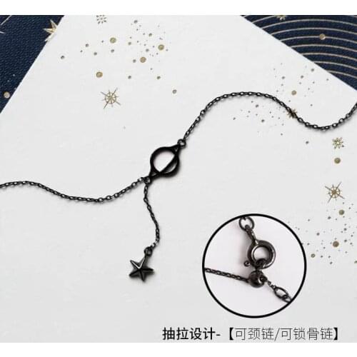 Black planet 925 silver chain simple personality trendy design ins clavicle chain neck chain for fashion modern girl women gifts