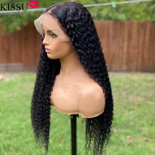 KISSU Long 30 Inch Deep Wave Lace Frontal Wig Pre Plucked Brazilian T Part Lace Front Human Hair Wigs For Women 4x4 Closure Wig