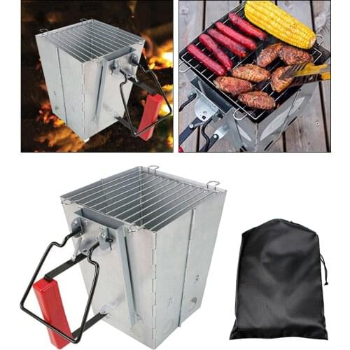 Charcoal Chimney Starter Barbecue BBQ Grill Quick Light Compact Foldable Outdoor Cooking Tool
