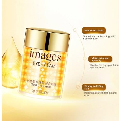 Images Gold Eye Cream Collagen Hydra Moisturizing Remove Eye Bag Anti Puffiness Dark Circles Remove