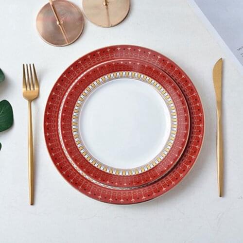 Ceramic Tableware Plate and Dish Set Phnom Penh Home Hotel Dinner Plate Decorative Porcelain Plate