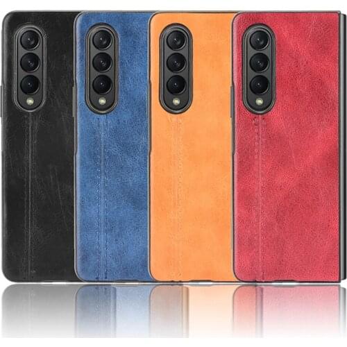 Leather Case Calfskin Pattern Phone Case For Samsung GalaxyZ Fold 3 5G Protect Cover scratch-resistant Flip Wallet Funda