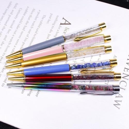 Crystals Gemstone Chips Ballpoint Pen Energy Reiki Healing Office School Supply