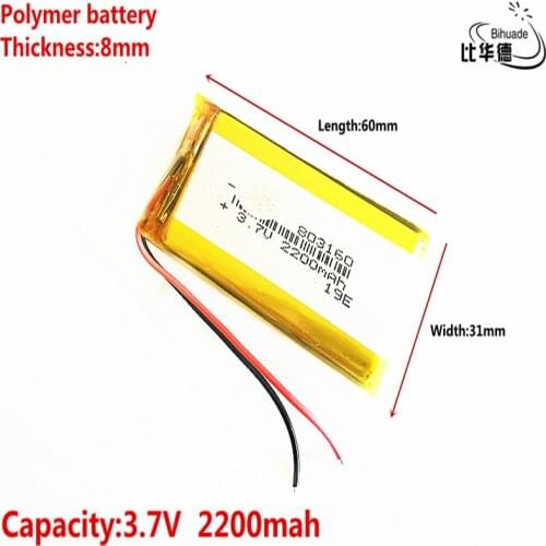 Liter energy battery Good Qulity 3.7V,2200mAH 803160 803060 Polymer lithium ion / Li-ion battery for tablet pc BANK,GPS,mp3,mp4