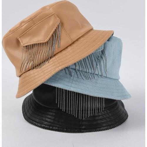 Fashion Chain Leather Fishing Cap Brand Casual Bucket Hat Sun Protection Bonnie Hat Male Camping Borras For Women Men