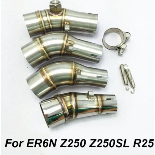 Motorcycle Middle Link Exhaust Pipe Mid Connect Escape Moto Motorcross For Kawasaki Replace ER6N R25 Z250 Z250SL Racing Modified