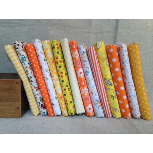 15pcs/Lot,100% Cotton Plain Yellow Printed Series Quilted Fabrics Set,Textile Patchwork,Fabric for Sewing,Tilda,Cloth-50x50cm