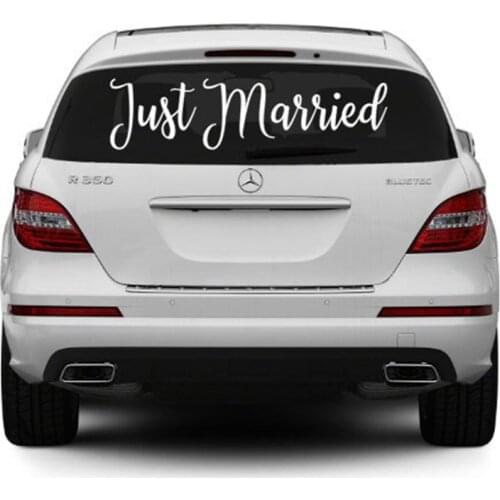 Just Married Sign Car Decal Wedding Stickers Quotes Wedding Car Decoration Glass Mirror Vinyl Decor Sticker B107