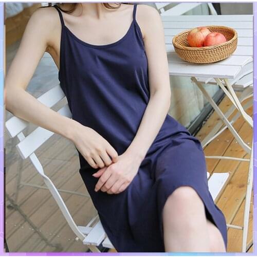 Womens Nightdress Sexy Sleepwear Female Cotton Nighty Nightgown Lady Off Shoulder Nightwear Solid Temptation Girl Modal Dress