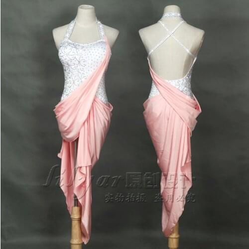 New Latin dance skirt competition skirt performance Skirt Adult custom pink flash diamond dance skirt