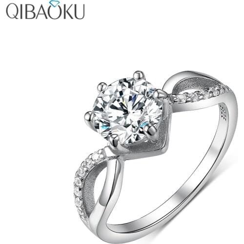 Broad-sided Square with Center Round Moissanite Engagement Ring Luxury Jewelry 14K 18K White Gold Women Rings