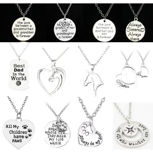 Necklace Family Love Mom Dad Son Daughter Charm Pendant Gifts Family Jewelry Heart Will Be Contacted Together Accesories Fashion
