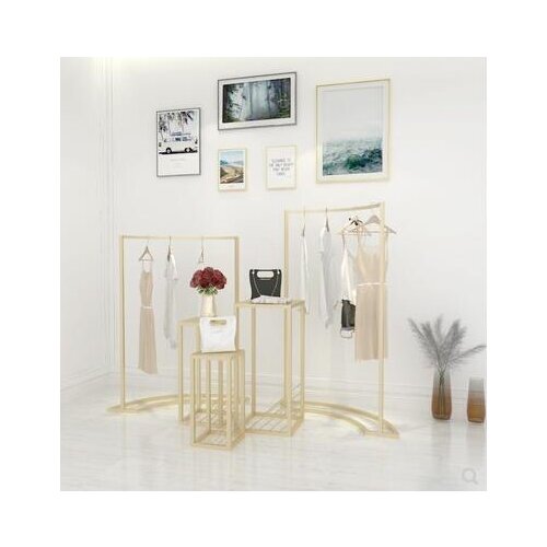 Clothing shelf display rack on the wall combination mens and womens floor gold minimalist running table shelf iron display