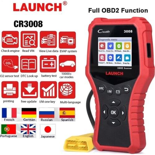 LAUNCH CR3008 OBD2 Scanner Professional OBD II Automotive Scan Code Reader Engine Battery Voltage Diagnostic Tools For All Cars