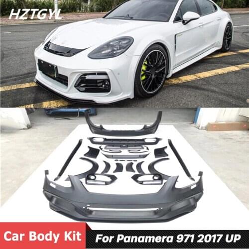 Wide Style Unpainted FRP Material Car Body Kit Front Rear Bumper Lip Side Skirts Fender Flares For Porsche Panamera 971 2017 Up
