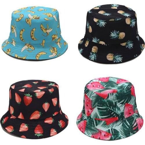 New Fruit Pattern Fisherman Hat for Men and Women Reversible Outdoor Leisure Sun Protection Hat Summer Bob Hat Unisex Panama Hat