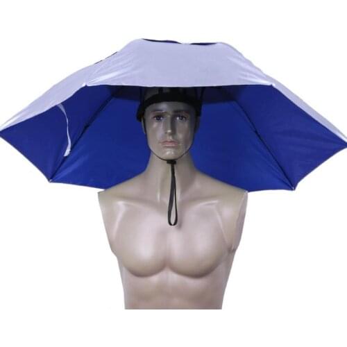 Fishing Foldable Head Umbrella Hat Anti-Rain Anti-UV Outdoor Fishing Caps Portable Travel Hiking Beach Fishing Umbrella